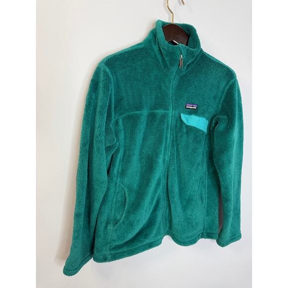 Patagonia Women's Re-Tool Snap-T Full Zip Fleece Jacket Teal Green Sz L - Picture 3 of 8